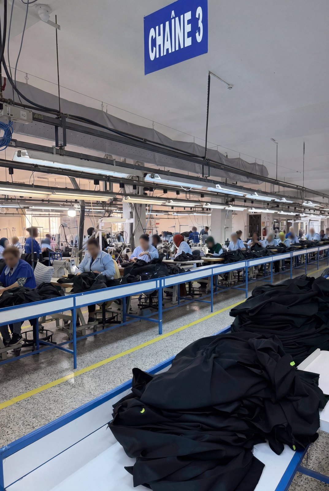 Chaîne de production de l’atelier Hawaii Uniformes Paris